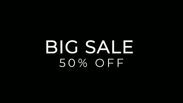 Big Sale 50% off animation motion graphic video. Promo banner, badge, sticker. 50 percent off Royalty-free Stock 4K Footage.
