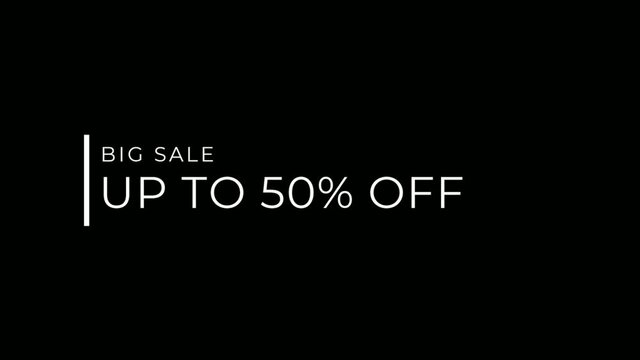 Big Sale 50% off animation motion graphic video. Promo banner, badge, sticker. 50 percent off Royalty-free Stock 4K Footage.