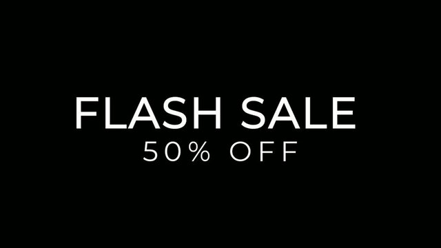 Flash Sale 50% off animation motion graphic video. Promo banner, badge, sticker. 50 percent off Royalty-free Stock 4K Footage.