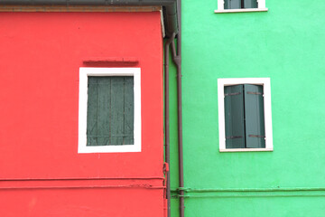 Fototapeta na wymiar Colorful windows in Burano island, Italy