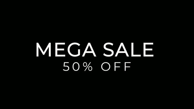 Mega Sale 50% off animation motion graphic video. Promo banner, badge, sticker. 50 percent off Royalty-free Stock 4K Footage.