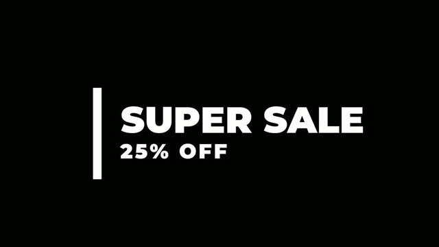 Super Sale 25% off animation motion graphic video. Promo banner, badge, sticker. 25 percent off Royalty-free Stock 4K Footage.