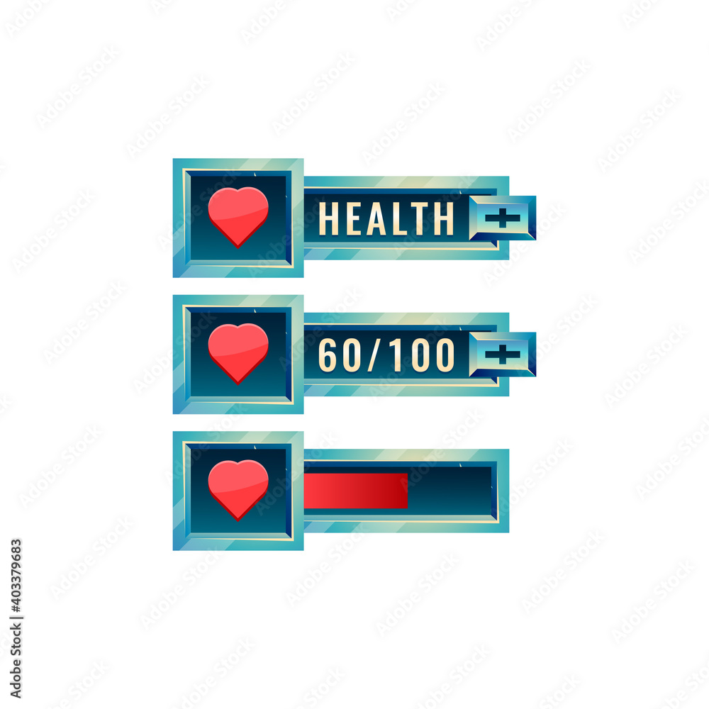 Fototapete set of fantasy space game ui health bar with numeric and progress bar additional panel for gui asset