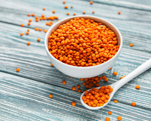 Organic healthy red lentils
