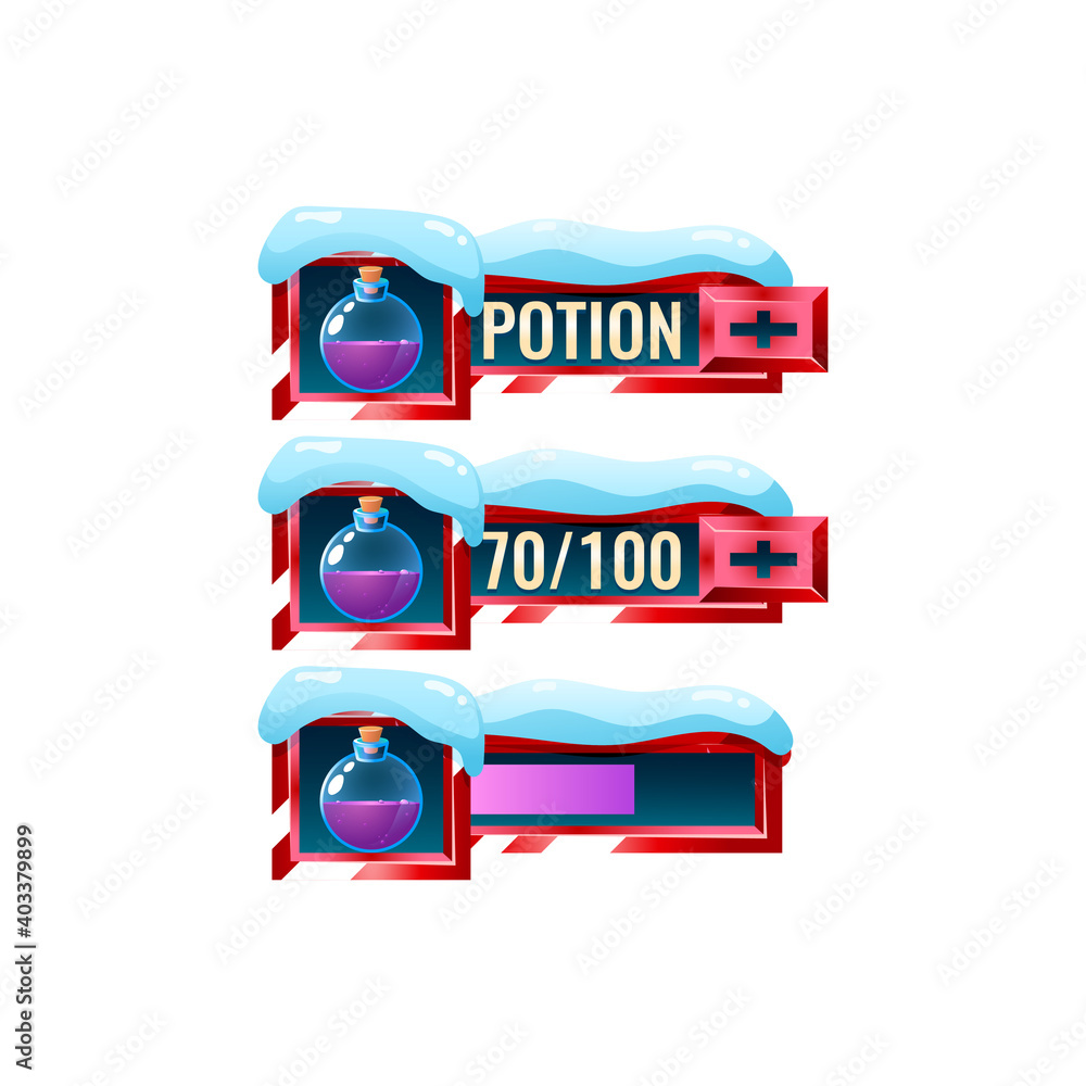 Aufkleber set of snow winter christmas game ui potion magic mana bar with numeric and progress bar additional 