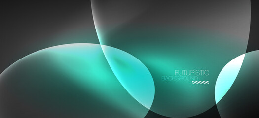 Neon ellipses abstract backgrounds. Shiny bright round shapes glowing in the dark. Vector futuristic illustrations for covers, banners, flyers and posters and other