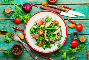 Salad with vegetables and beef tongue