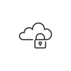 Cloud security line icon. linear style sign for mobile concept and web design. Computing cloud with lock outline vector icon. Symbol, logo illustration. Vector graphics