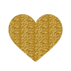 Glitter and golden heart icon isolated on white background for logo, greeting card, postcard