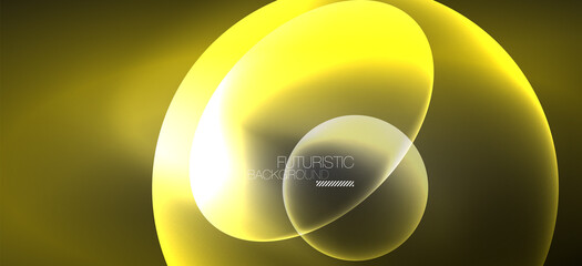 Neon ellipses abstract backgrounds. Shiny bright round shapes glowing in the dark. Vector futuristic illustrations for covers, banners, flyers and posters and other