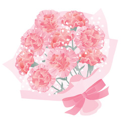 母の日のピンクのカーネーションの花束
