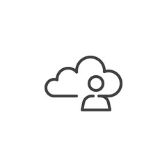 User profile cloud line icon. linear style sign for mobile concept and web design. Personal information cloud outline vector icon. Symbol, logo illustration. Vector graphics
