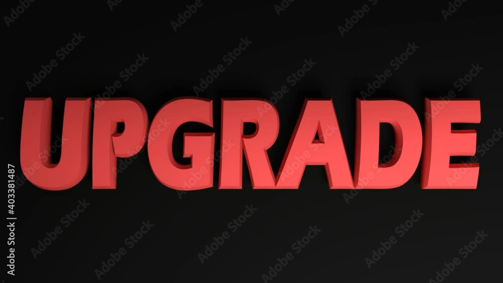 Poster the write upgrade in red letters passing on black background - 3d rendering video clip animation
