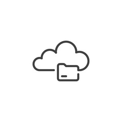 Cloud folder line icon. linear style sign for mobile concept and web design. Cloud computing folder outline vector icon. Symbol, logo illustration. Vector graphics