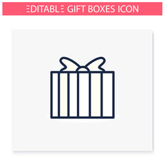 Present line icon. Gift box with bow ribbon. Holiday congratulation, surprise concept. Holiday offer. Christmas, new year, birthday celebration symbol. Isolated vector illustration. Editable stroke 