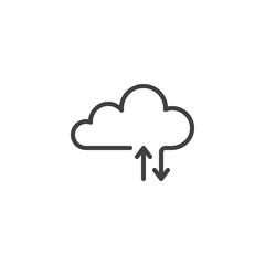 Download upload cloud line icon. linear style sign for mobile concept and web design. Cloud computing transfer outline vector icon. Symbol, logo illustration. Vector graphics