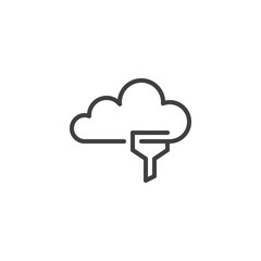 Data filter line icon. linear style sign for mobile concept and web design. Cloud computing filtering outline vector icon. Symbol, logo illustration. Vector graphics