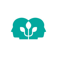 Blue man's head with Greek letter Psi. Neuropsychology and psychology logo isolated on white.