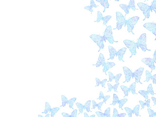 Illustration background with blue butterflies flying
