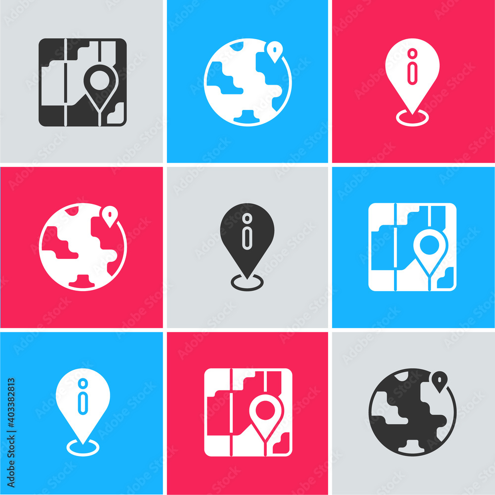 Poster set city map navigation, location the globe and with information icon. vector.