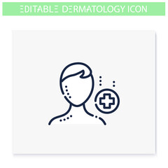 Pediatric dermatology line icon. Skincare, cosmetology, medicine. Child skin problems, dermatologic diseases treatment. Health and beauty concept. Isolated vector illustration. Editable stroke 