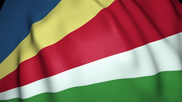 Waving realistic Seychelles flag background. Loop animation