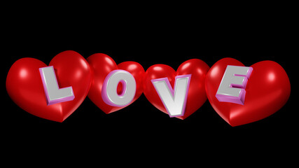 Love heart abstract isolate background 3D render