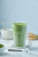 matcha tea on a light table