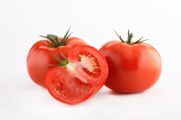 Two red tomatoes in a cut