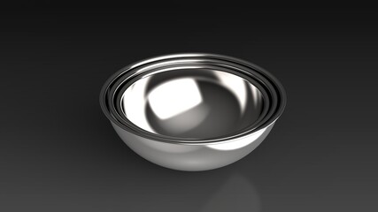 bowl piled black background one center angled 3D Render