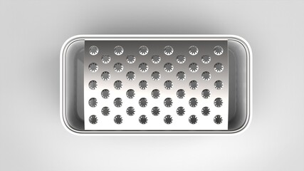 grater and tray white background one center front 3D Render
