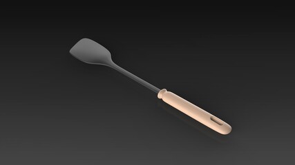 spatula black background one center angled 3D Render
