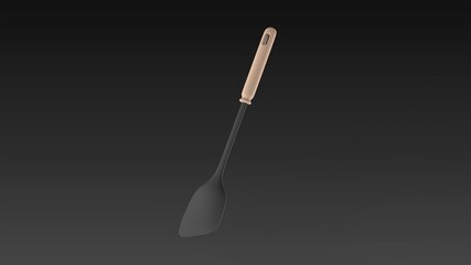 spatula black background one center front 3D Render