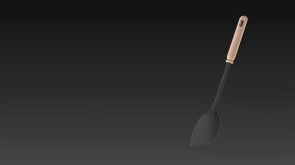 spatula black background one right front 3D Render