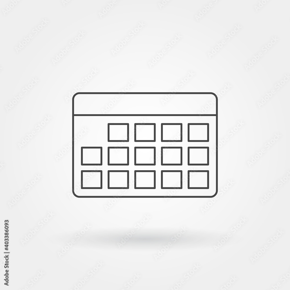 Poster calendar square year month week day single isolated icon with modern line or outline style