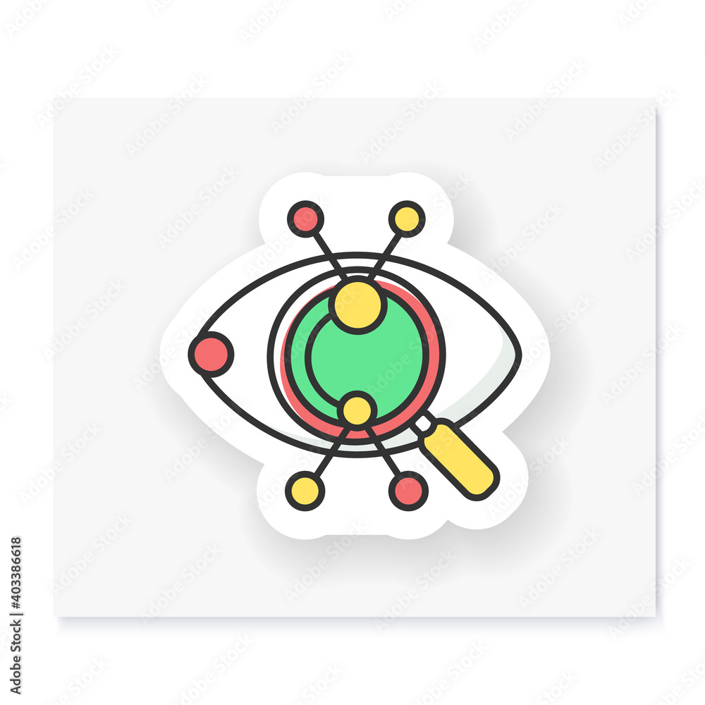 Poster creative research patch. artistic vision and technical solution approach concept. custom sticker. ey