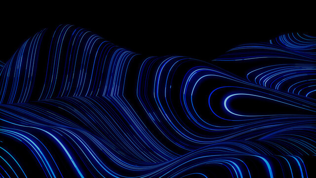 Medical Innovation concept. Scientific information represented as a High Tech Futuristic Flow Line waves. Abstract background. 3D render