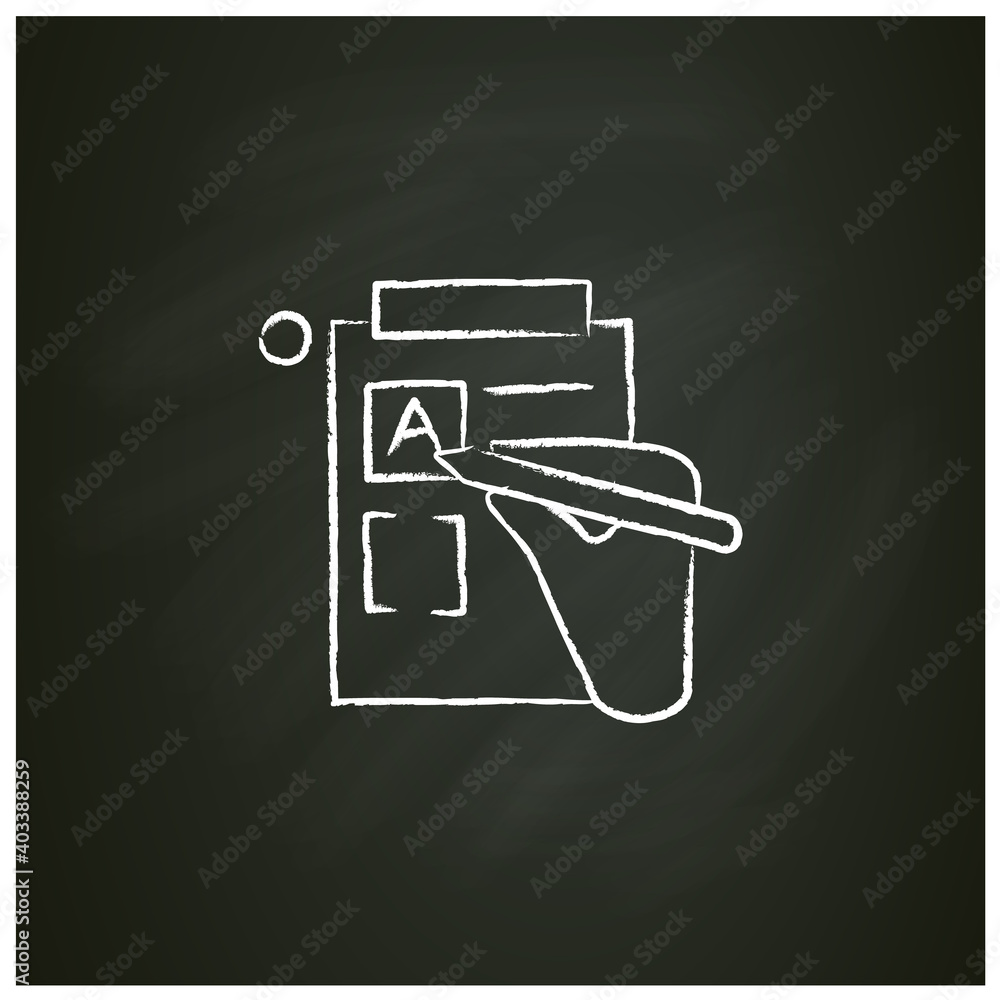 Poster version control chalk icon. sketch of hand, editing product version form. concept of creative produc