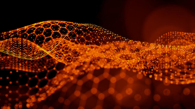 Big Data Vizualisation concept. Information represented as a High Tech Futuristic Particle Network. Abstract background. 3D render