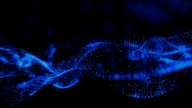 Medical Innovation concept. Scientific information represented as a High Tech Futuristic Particle Network. Abstract background. 3D render