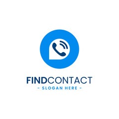 Find contact logo design template. Contact finder icon vector. Telephone, contact, chat, service consulting, search concept. Flat style for graphic design, logo, web, UI.