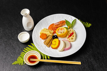 典型的なおせち料理　Japanese food  New Year dishes (OSECHI)