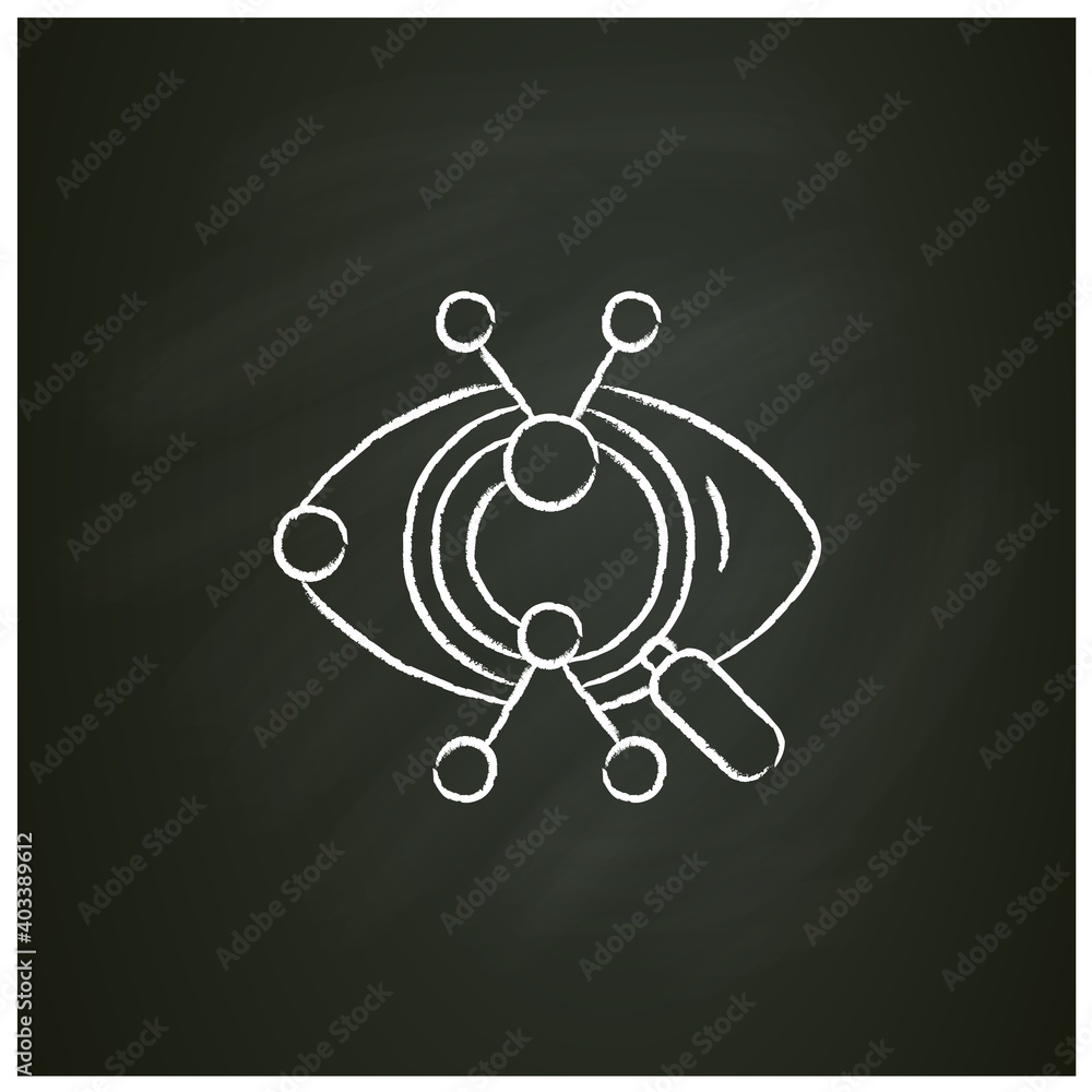 Poster creative research chalk icon. artistic vision and technical solution approach concept. eye with magn