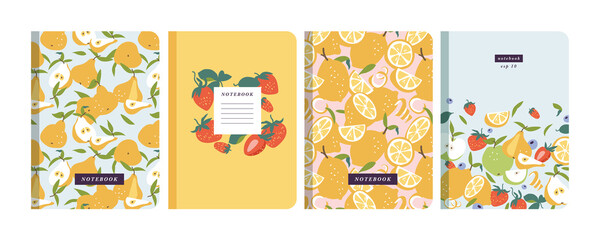 Vector illustartion templates cover pages for notebooks, planners, brochures, books, catalogs. Flruits wallpapers