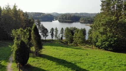 Amazing aerial view of the lake district in Aukstaitija National Park, Ignalina, Lithuania