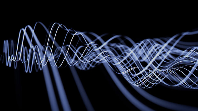 Medical Innovation concept. Scientific information represented as a High Tech Futuristic Flow Line waves. Abstract background. 3D render