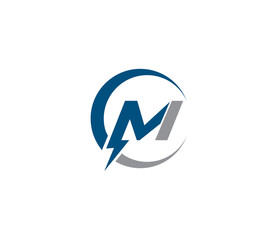 M Electric Energy Power Logo Design Company Concept