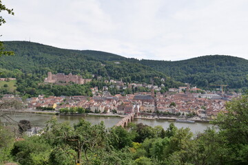 Cityscape of Heidelberg, Germany from the other side of the Neckar River