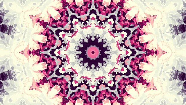 Transforming ornamental vintage mosaic Mandala. Seamless loop footage.