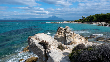 Fototapeta na wymiar Aegean sea coast in Greece